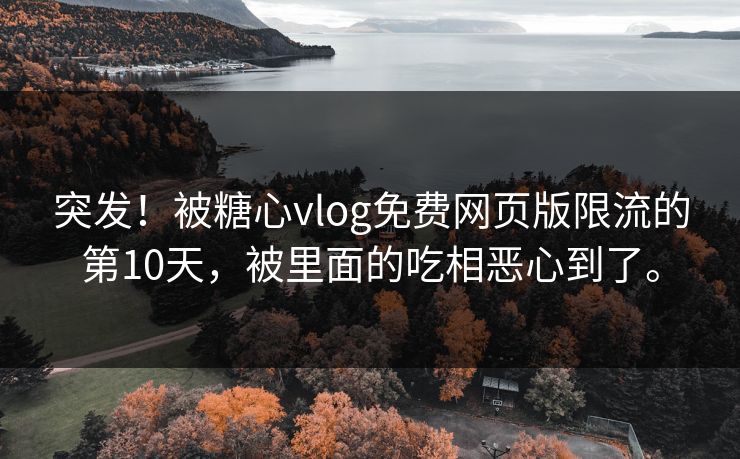 突发！被糖心vlog免费网页版限流的第10天，被里面的吃相恶心到了。