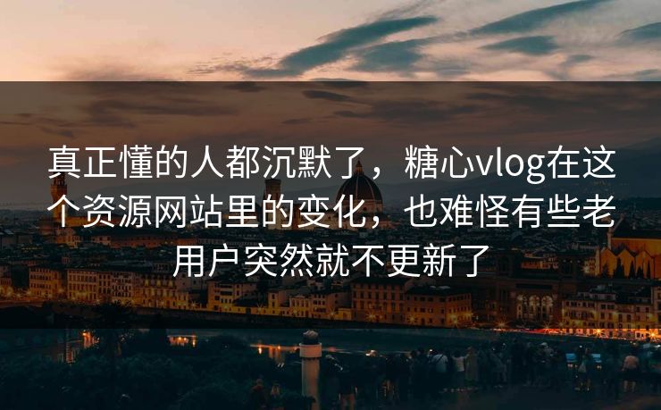 真正懂的人都沉默了，糖心vlog在这个资源网站里的变化，也难怪有些老用户突然就不更新了