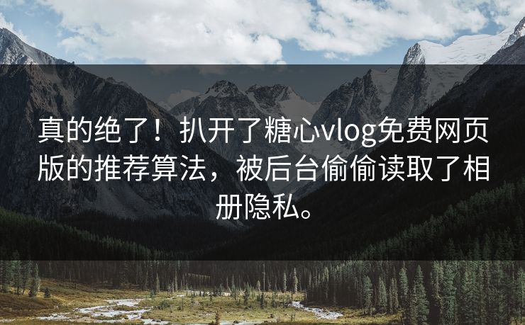 真的绝了！扒开了糖心vlog免费网页版的推荐算法，被后台偷偷读取了相册隐私。