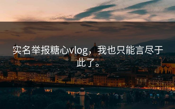 实名举报糖心vlog，我也只能言尽于此了。