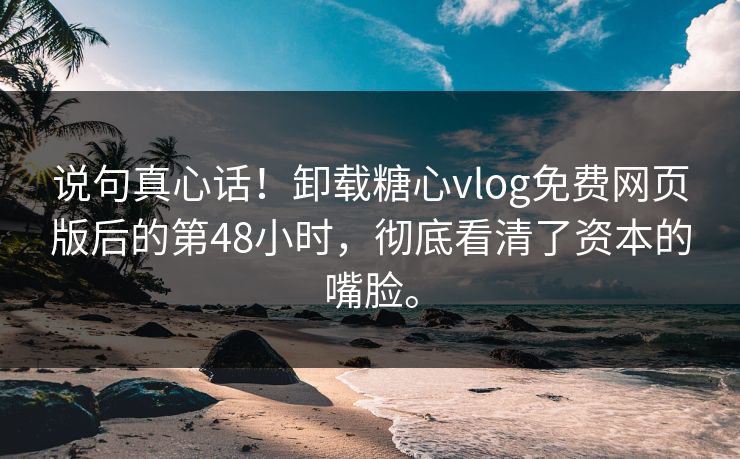 说句真心话！卸载糖心vlog免费网页版后的第48小时，彻底看清了资本的嘴脸。