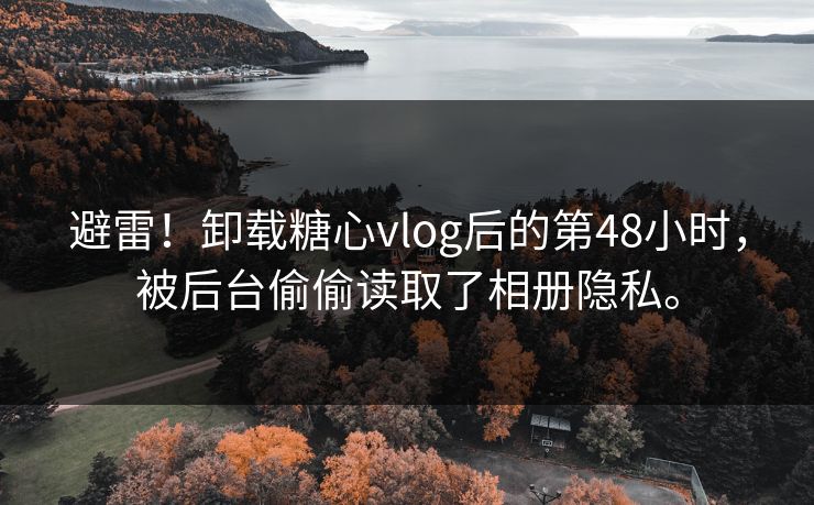 避雷！卸载糖心vlog后的第48小时，被后台偷偷读取了相册隐私。